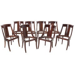 French Set of Eight Empire Mahogany Gondola Side Chairs