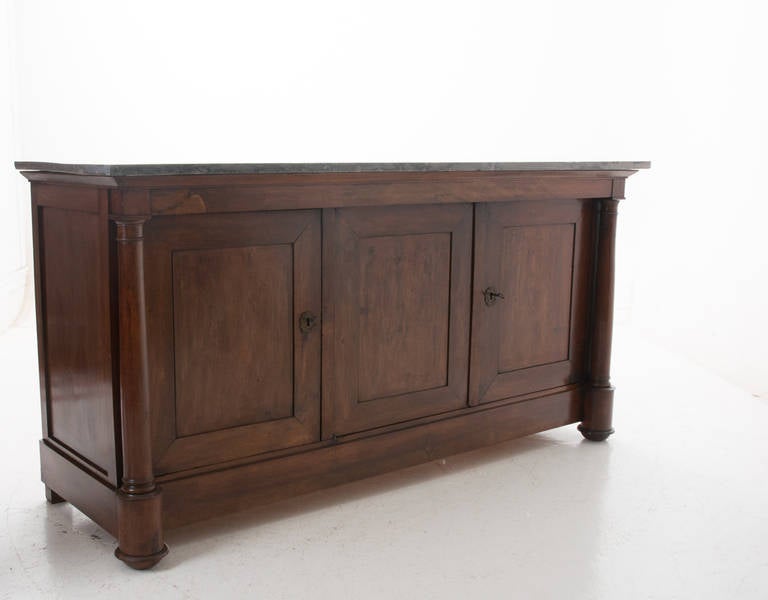 French 19th Century Empire Style Walnut and Marble-Top Enfilade