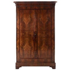 French 19th Century Empire Burled and Bookmatched Armoire