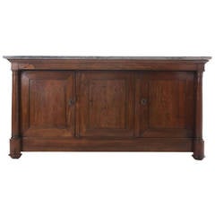 French 19th Century Empire Style Walnut and Marble-Top Enfilade
