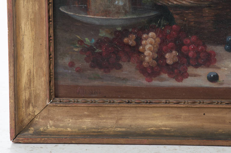 Porcelain French 19th Century Pair of Still Life Oil Paintings By Menne