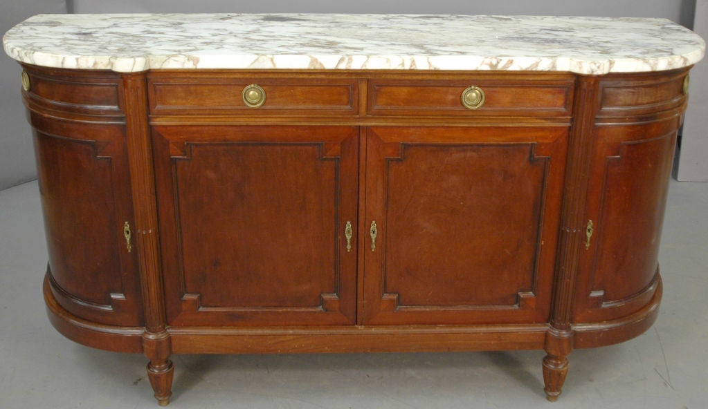 20th C. French Mahogany Marble Top Buffet