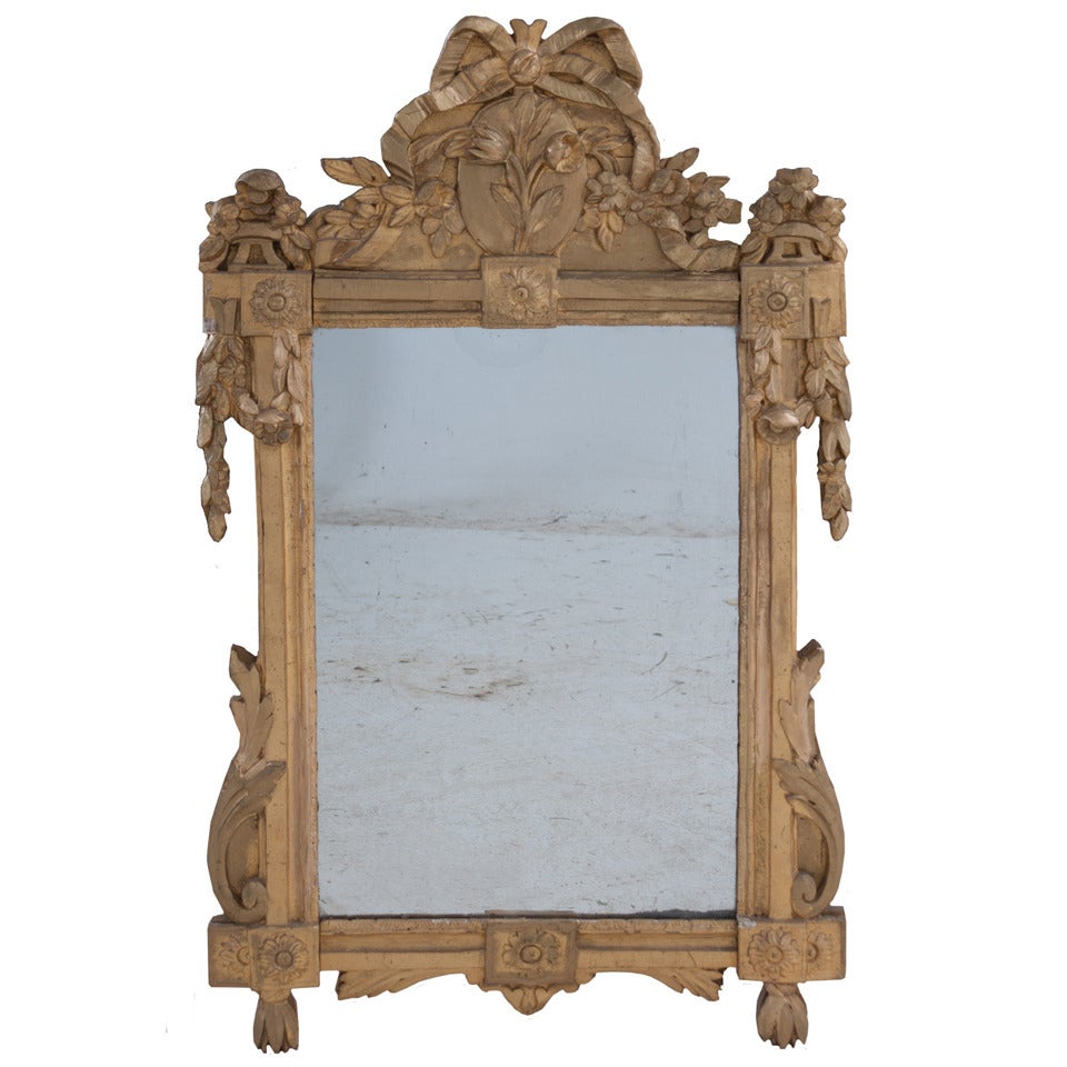 French 18th Century Carved and Giltwood Mirror