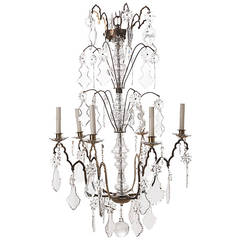 French 19th Century Cut-Glass Six-Light Chandelier