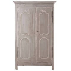 French 18th Century Primitive Painted Fruitwood Armoire