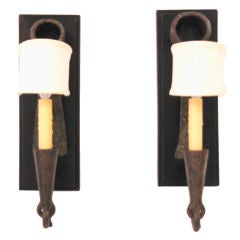 19th C. English Pair of Chisel Blade Wall Sconces