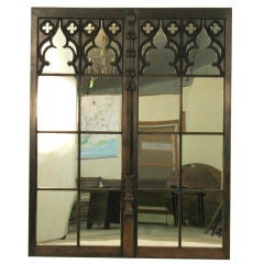 19th C. Gothic Style Oak Mirrored Window