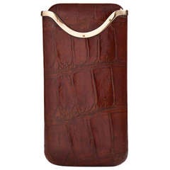 Superb Crocodile Leather & 9ct Gold Cigar Case by Asprey & Co. London 1926