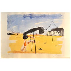 Original Salvador Dali Melting telephone Lithograph (Signed)