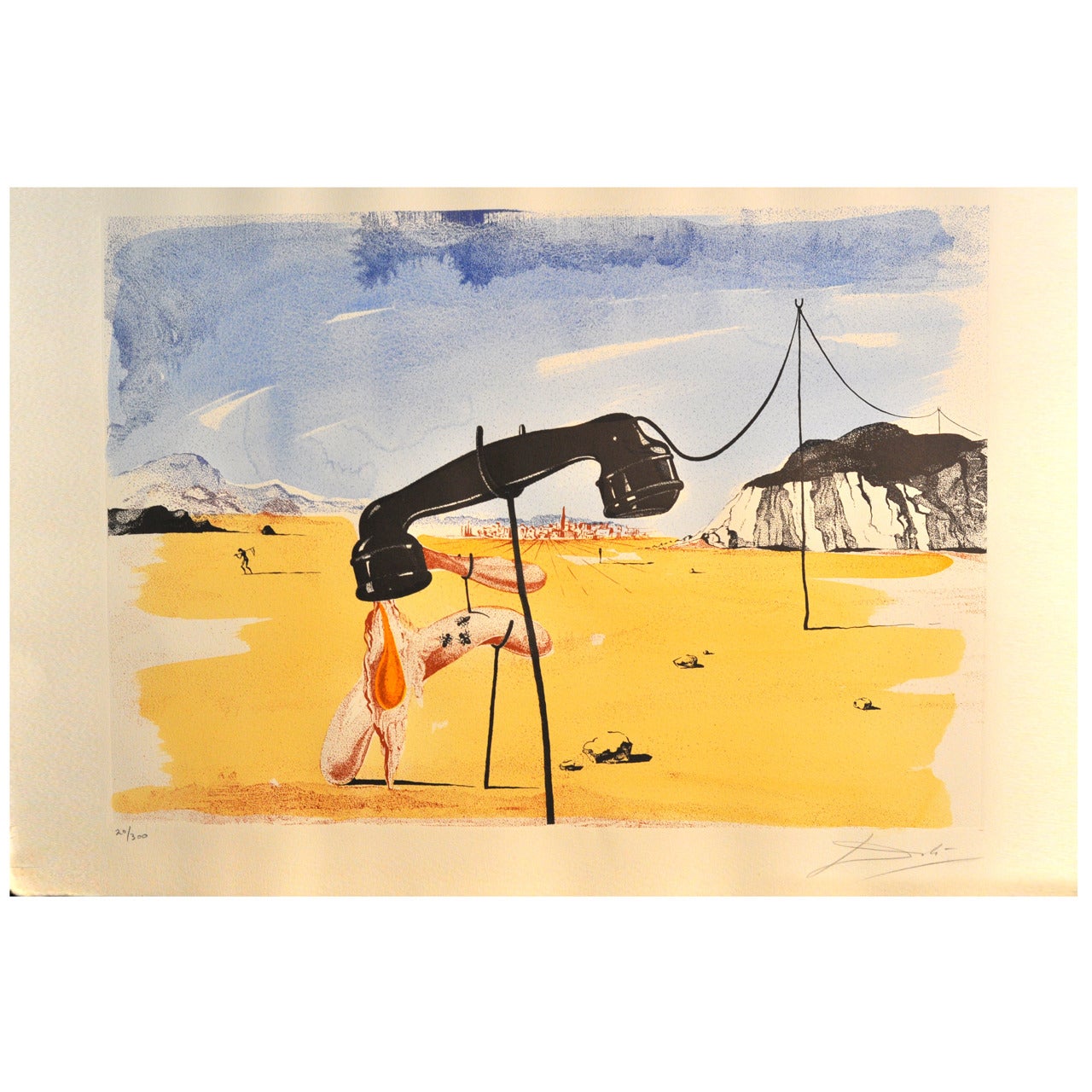 Original Salvador Dali Melting telephone Lithograph (Signed)