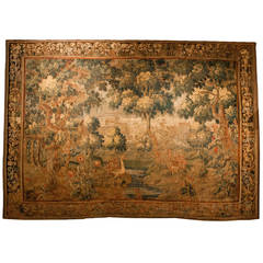 Antique French 18th Century Silk and Wool Tapisserie