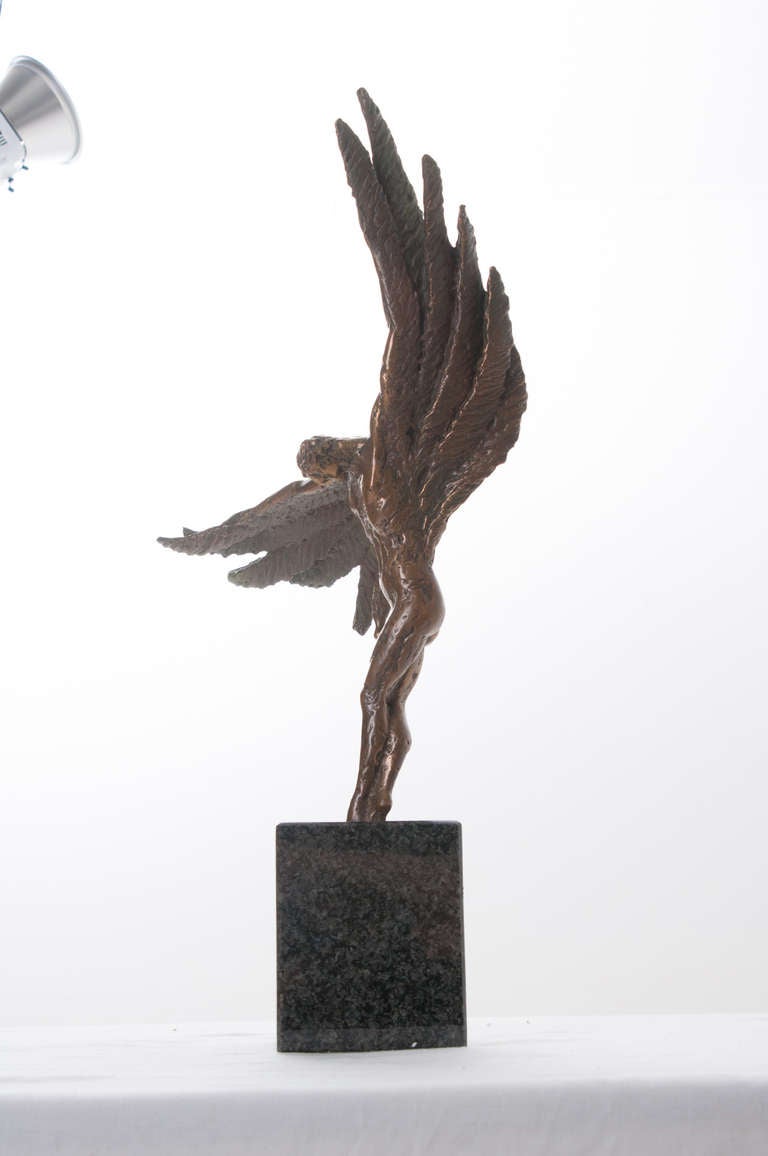 Aesthetic Movement Italian Bronze of Icarus on Black Granite