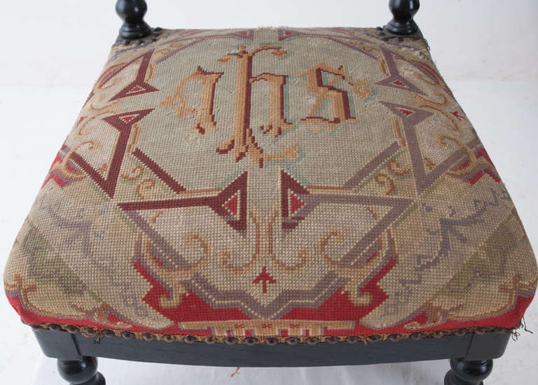 Other French 19th Century Ebonized Wood & Tapestry Prie Dieu
