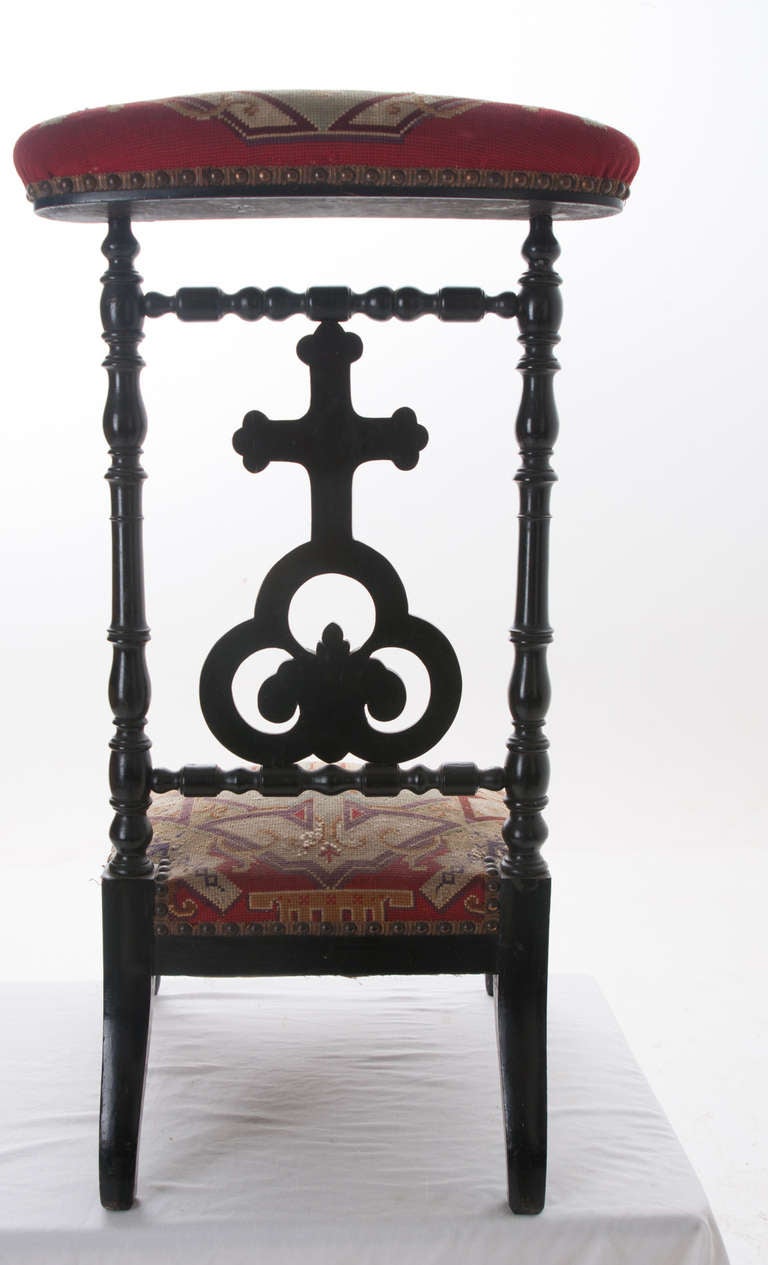 French 19th Century Ebonized Wood & Tapestry Prie Dieu 1