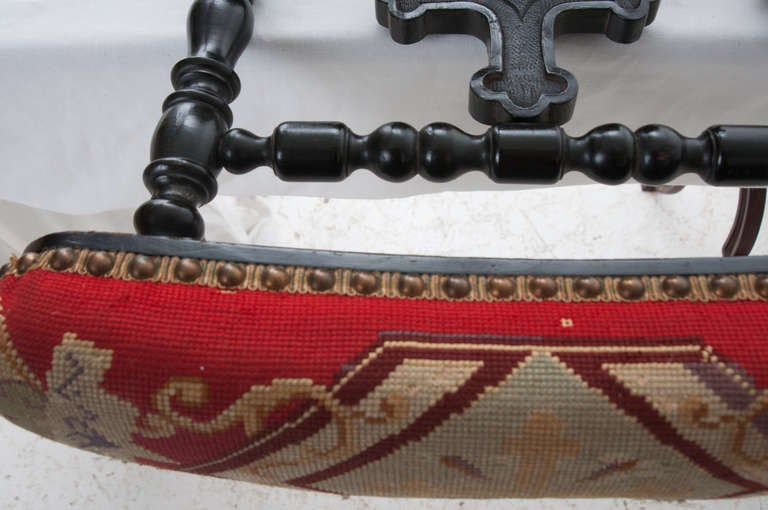 French 19th Century Ebonized Wood & Tapestry Prie Dieu 4