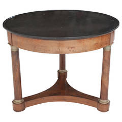 French 19th Century Empire Mahogany & Marble Gueridon Table