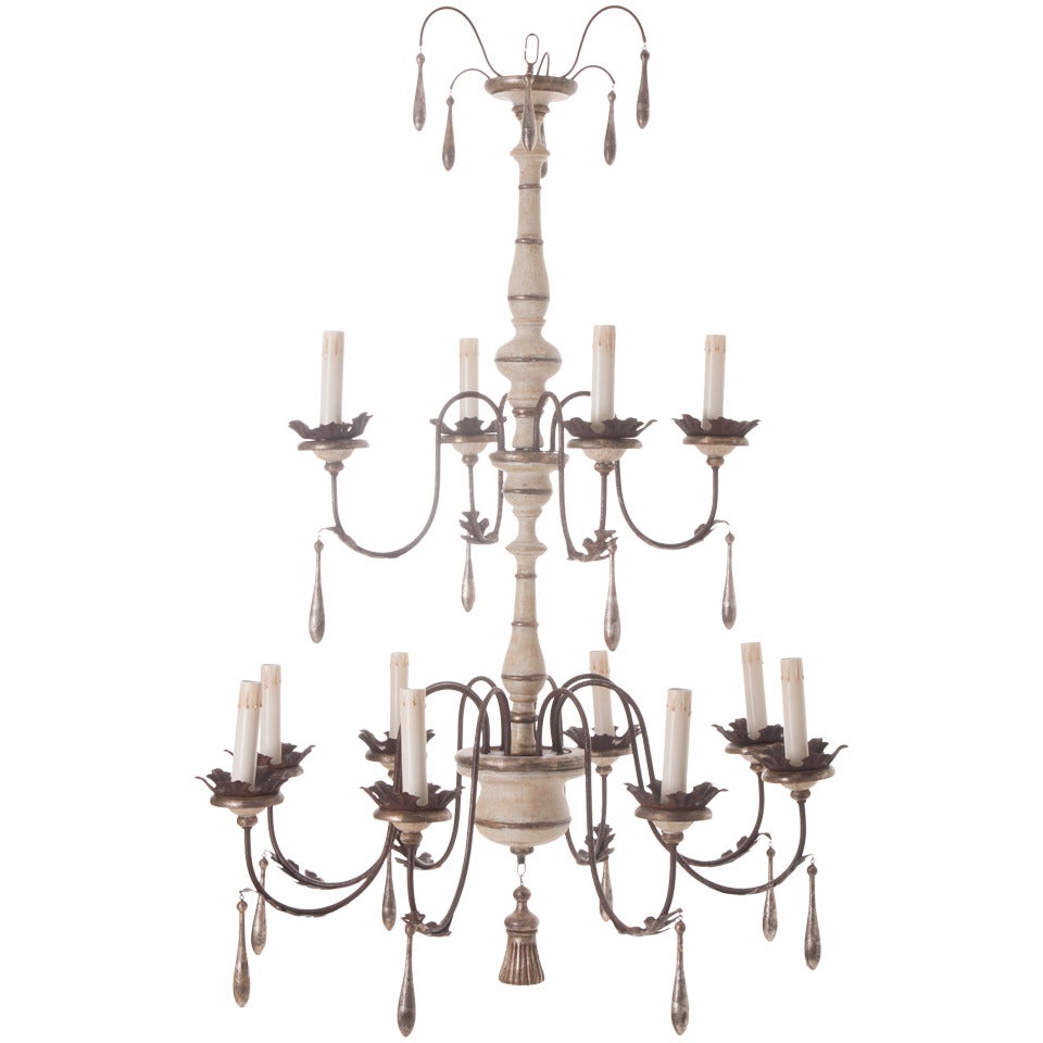Italian Reproduction Painted 12 Light Chandelier