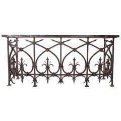French 19th Century Iron Console with Thick Marble Top