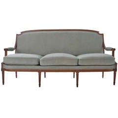 French 19th Century Louis XVI Walnut & Upholstered Settee