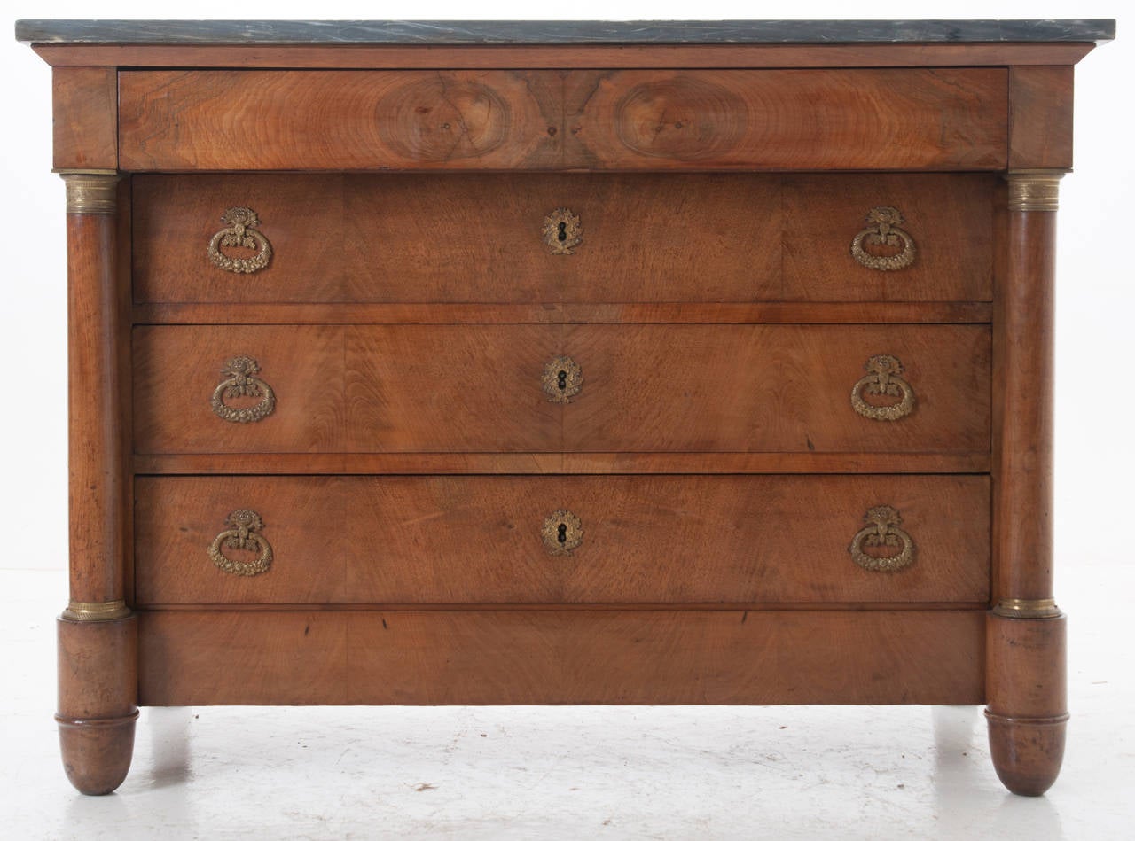 French 19th Century Empire Mahogany and Marble-Top Commode