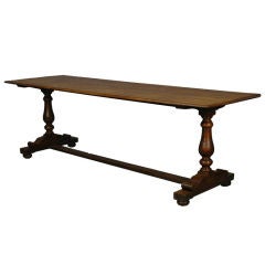 19th Century English Oak Trestle Table