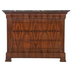 French 19th Century Louis Philippe Walnut 
Marble Commode