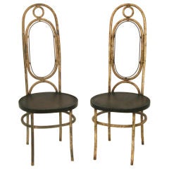Pair of 20th C Painted Metal Chairs