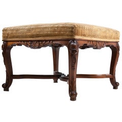 French Walnut 
Upholstered Square Stool