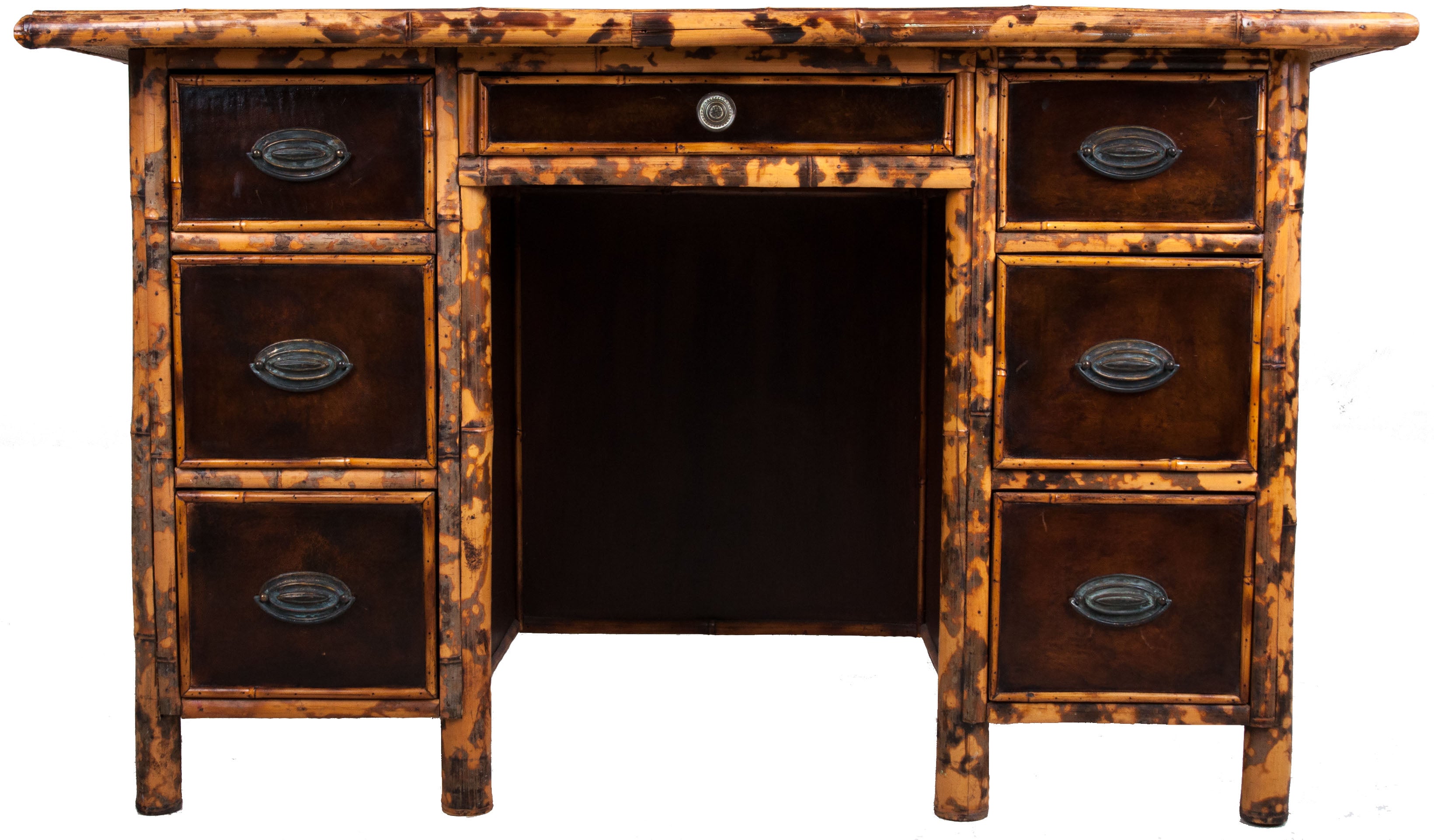 English Bamboo & Leather Desk