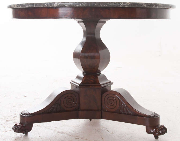 French Pair of 19th Century Regency Rosewood & Marble Center Tables