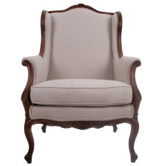 French 19th C. Walnut Wingback Bergere