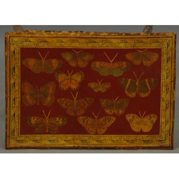 English Butterfly Motif Bamboo Table