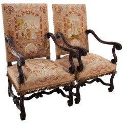 French 19th Century Tapestry Fauteuils
