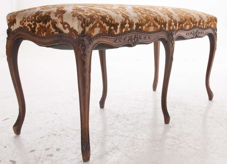 French 19th Century Louis XV Walnut & Upholstered Bench 4