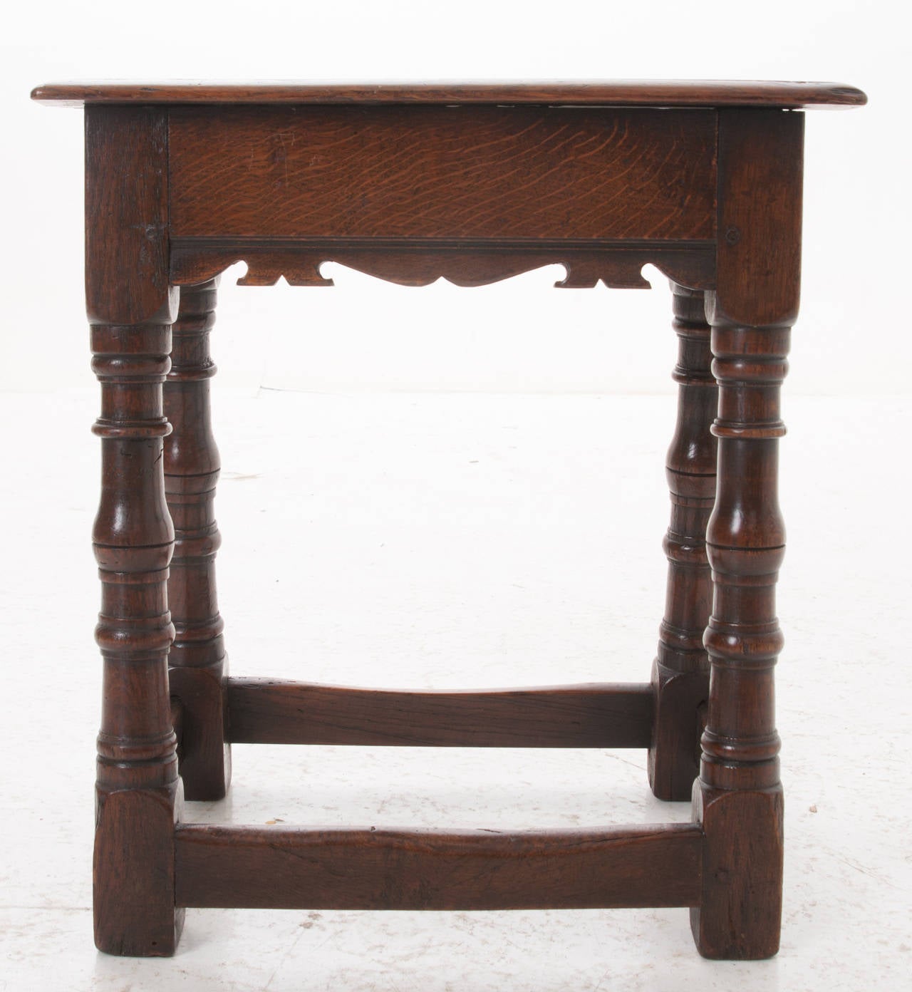 British English 19th Century Carved Elm Joint Stool
