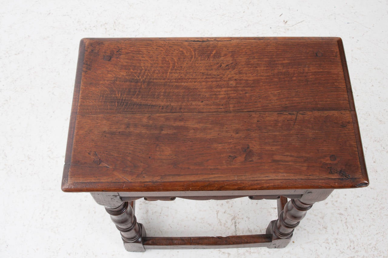 A darling carved and turned wood stool with all hand pegged joints, 1880