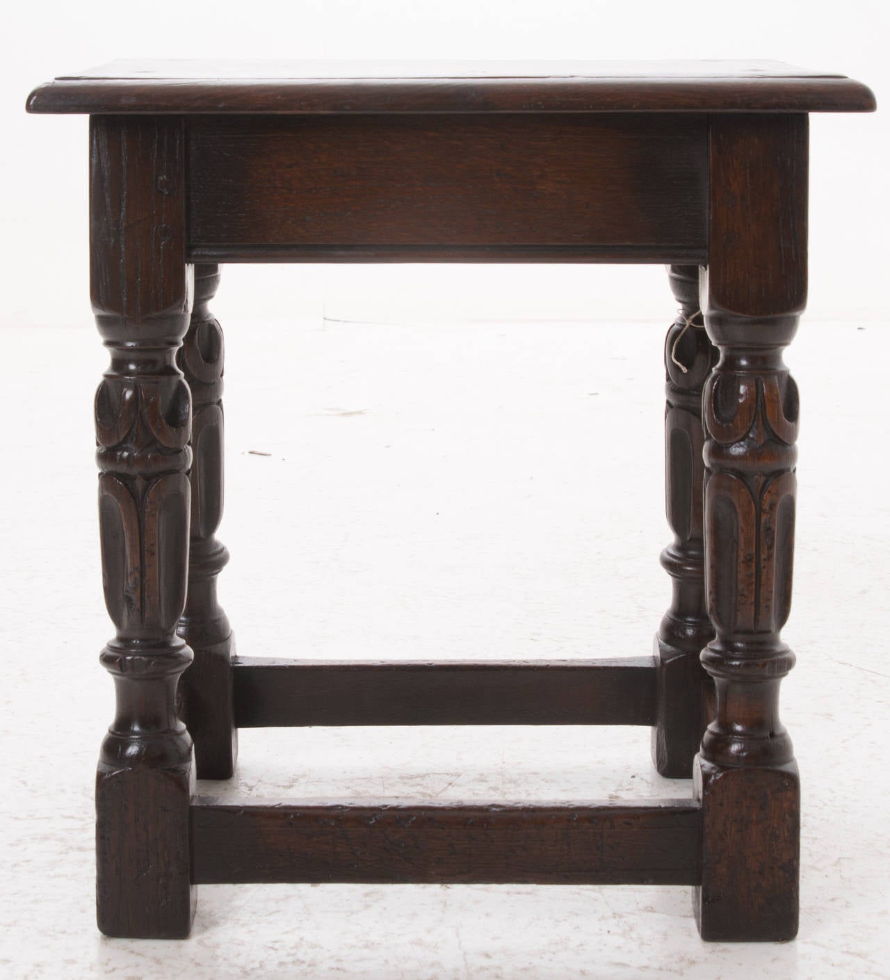 British English 19th Century Carved Oak Joint Stool