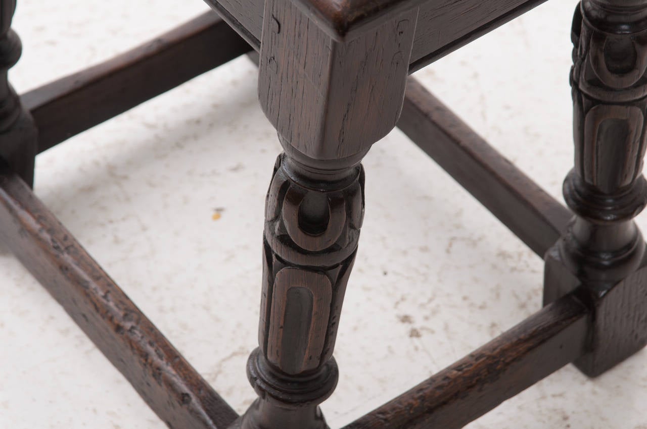 English 19th Century Carved Oak Joint Stool 2