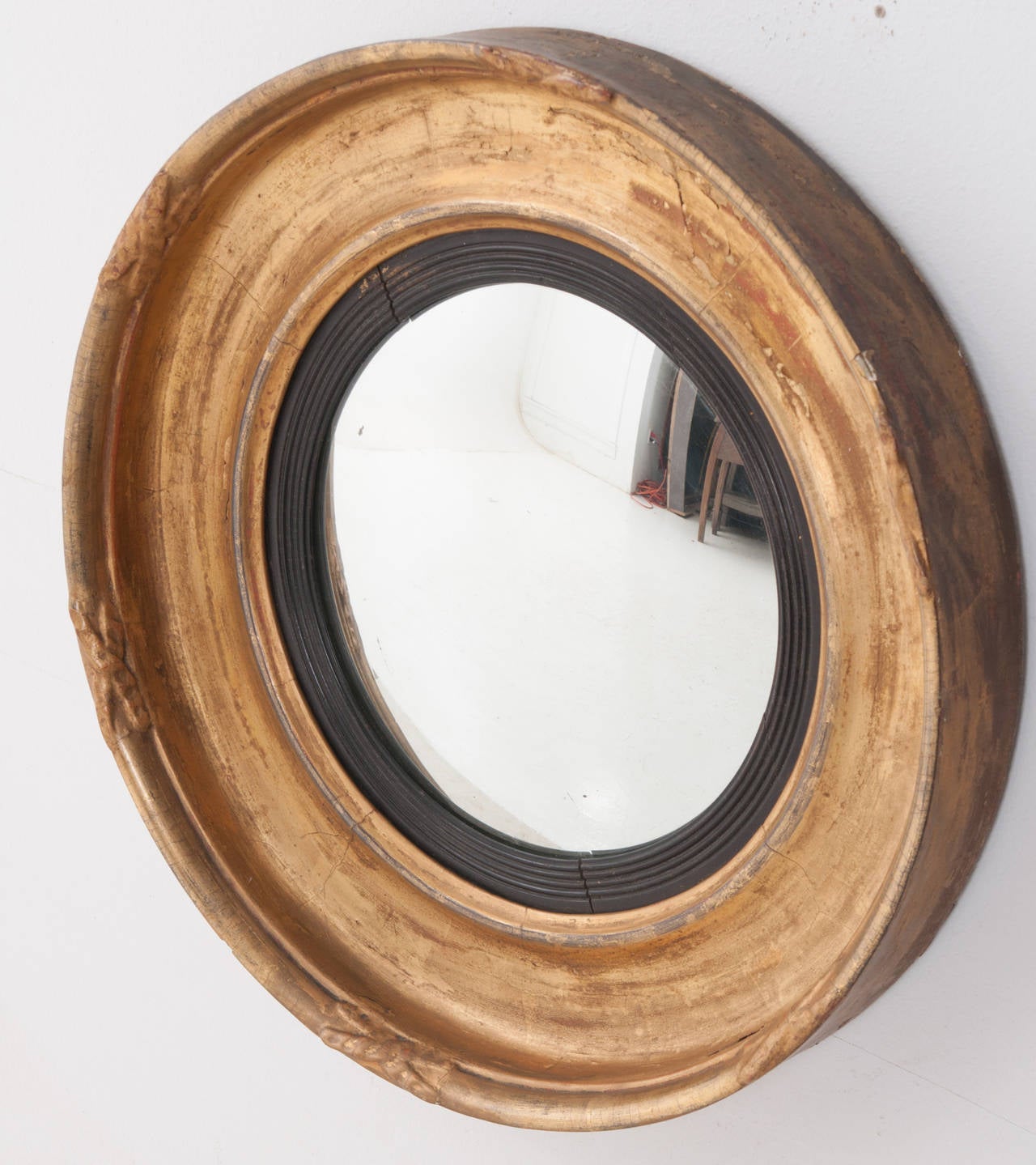 British English 19th Century Gold Gilt Convex Mirror