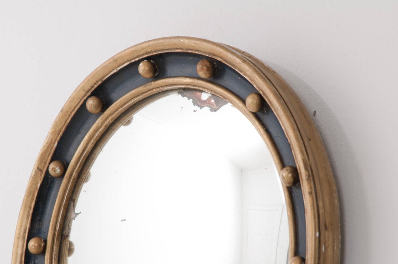 Late 19th Century English 19th Century Painted & Gold Gilt Convex Mirror