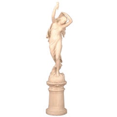 French 1920's Lady Statue on Pedestal