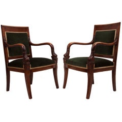 Pair of French Empire 19th Century Fauteuils