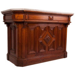 French 19th Century Pine & Marble Bar/Shop Counter