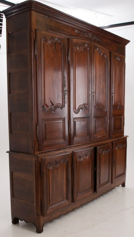 Wonderful 8 door buffet de corps. Hand carved and cut  with shaped panels, paneled ends and scalloped apron. c. 1850 or earlier