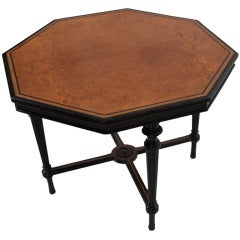 English 19th Century Burled Fruitwood Octagonal Table