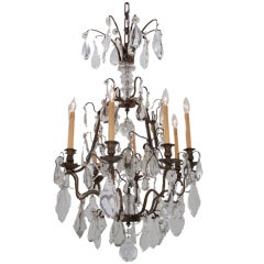 French Louis XVI Style 20th C. Bronze and Crystal Chandelier