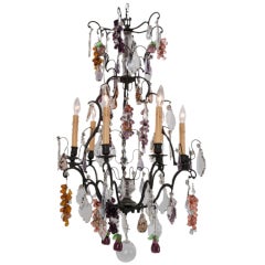French Louis XVI Style 20th C.Iron and Crystal Chandelier