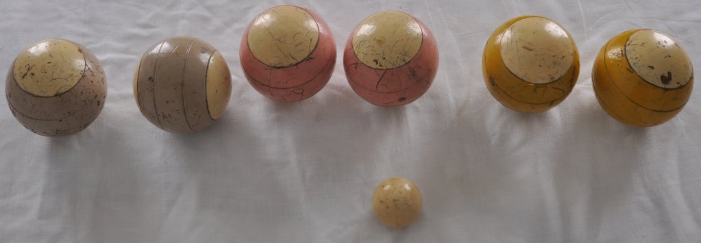 Early 20th Century Wood & Ivory Boccee Ball Set 1