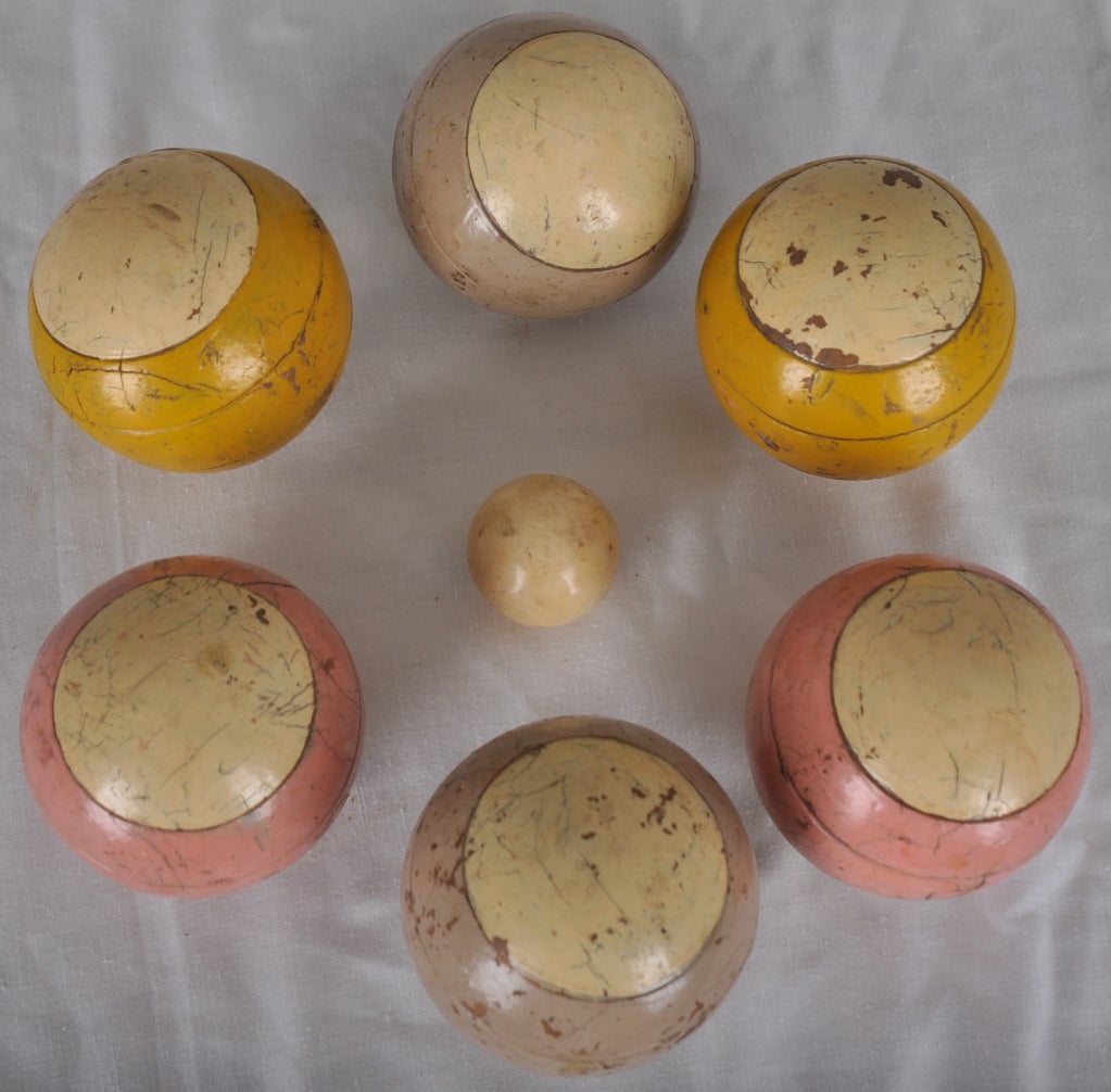 Early 20th Century Wood & Ivory Boccee Ball Set 2