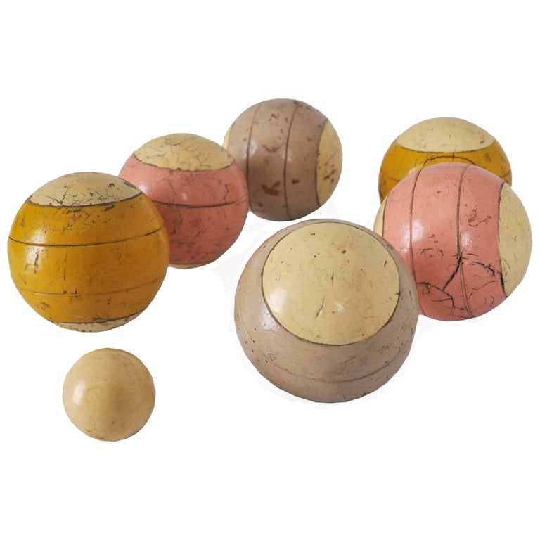 Early 20th Century Wood & Ivory Boccee Ball Set